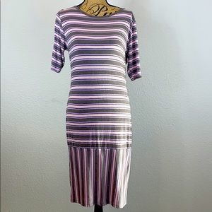 LuLaRoe Grey & Purple Dress Sz Large